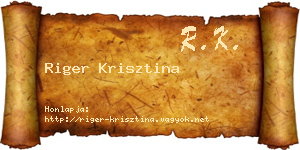 Riger Krisztina névjegykártya